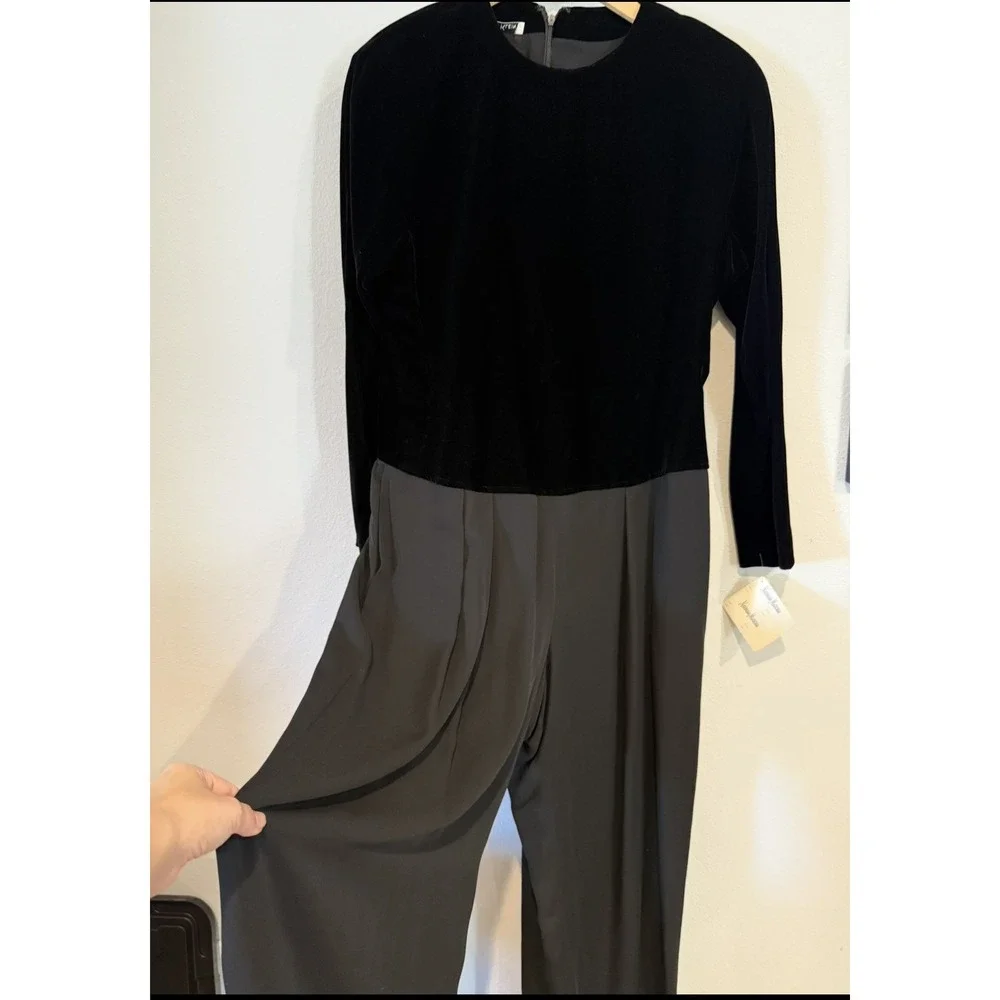 Vintage Anne Klein II Black Evening Jumpsuit NWT Size 14 Neiman Marcus $320